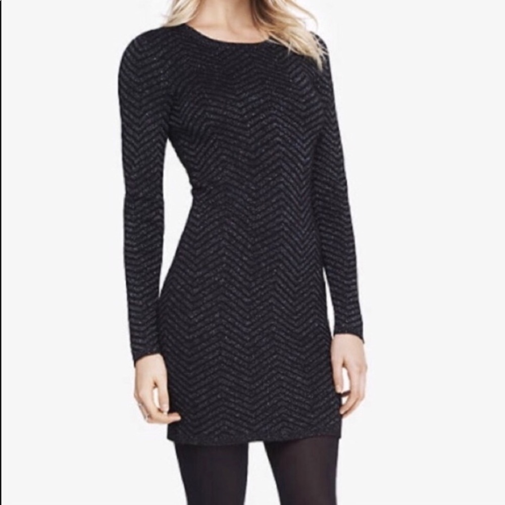 Express Metallic Chevron Print Sweater Dress NWT